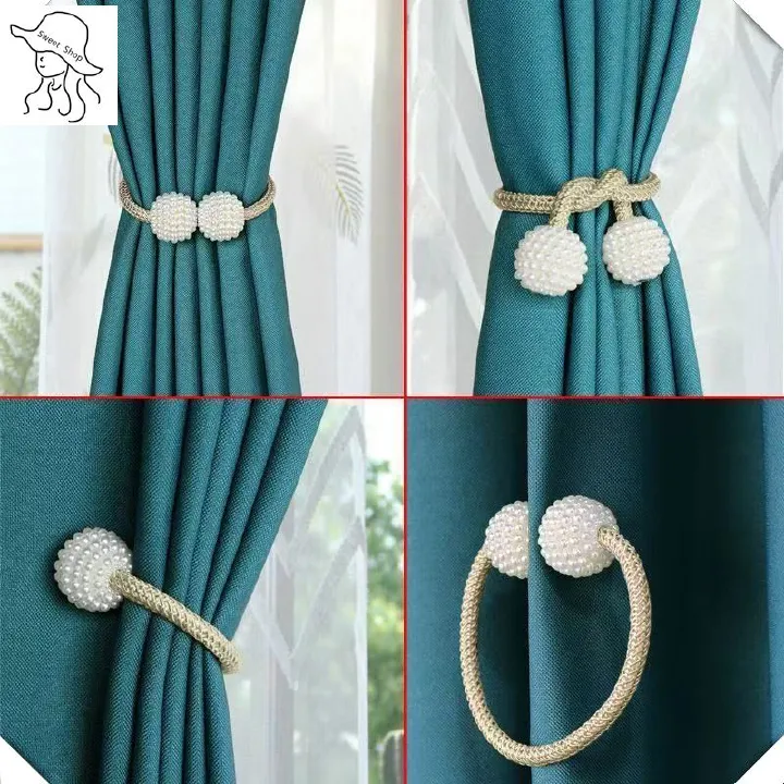Magnetic curtain tieback clips  home decoration  pearl magnetic buckle  no-drill magnetic clasp  curtain rope holder  window tieback  curtain buckle  rope holder