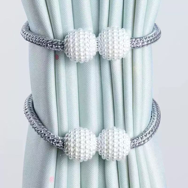 Magnetic curtain tieback clips  home decoration  pearl magnetic buckle  no-drill magnetic clasp  curtain rope holder  window tieback  curtain buckle  rope holder