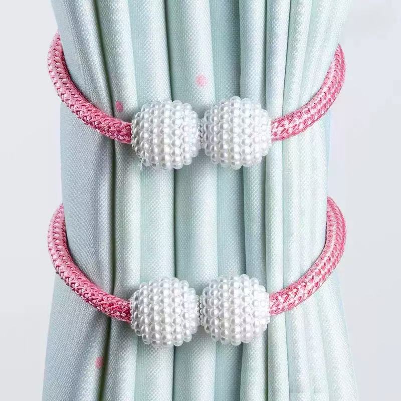 Magnetic curtain tieback clips  home decoration  pearl magnetic buckle  no-drill magnetic clasp  curtain rope holder  window tieback  curtain buckle  rope holder