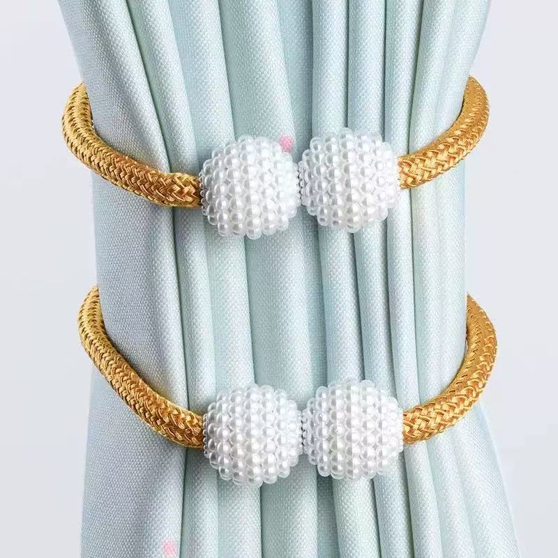 Magnetic curtain tieback clips  home decoration  pearl magnetic buckle  no-drill magnetic clasp  curtain rope holder  window tieback  curtain buckle  rope holder