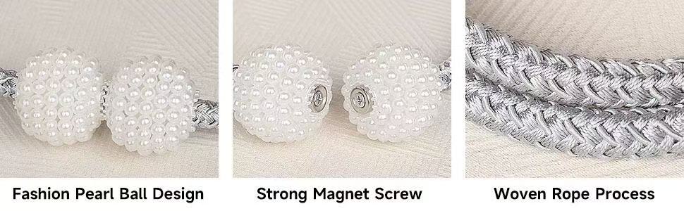 Magnetic curtain tieback clips  home decoration  pearl magnetic buckle  no-drill magnetic clasp  curtain rope holder  window tieback  curtain buckle  rope holder