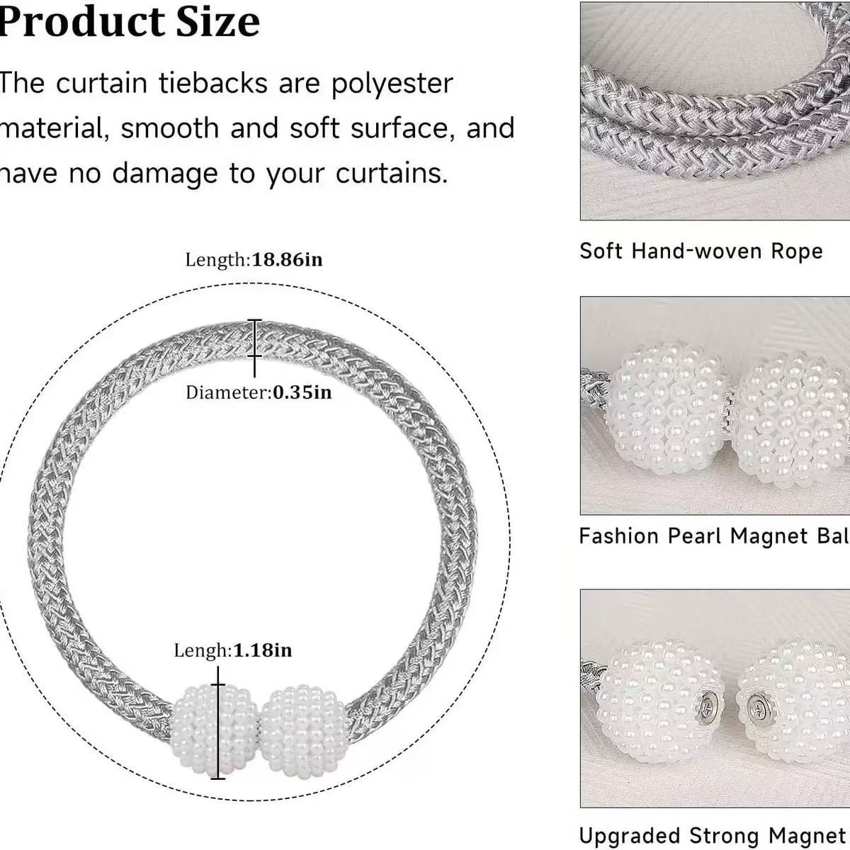 Magnetic curtain tieback clips  home decoration  pearl magnetic buckle  no-drill magnetic clasp  curtain rope holder  window tieback  curtain buckle  rope holder