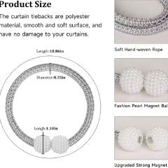 Magnetic curtain tieback clips  home decoration  pearl magnetic buckle  no-drill magnetic clasp  curtain rope holder  window tieback  curtain buckle  rope holder