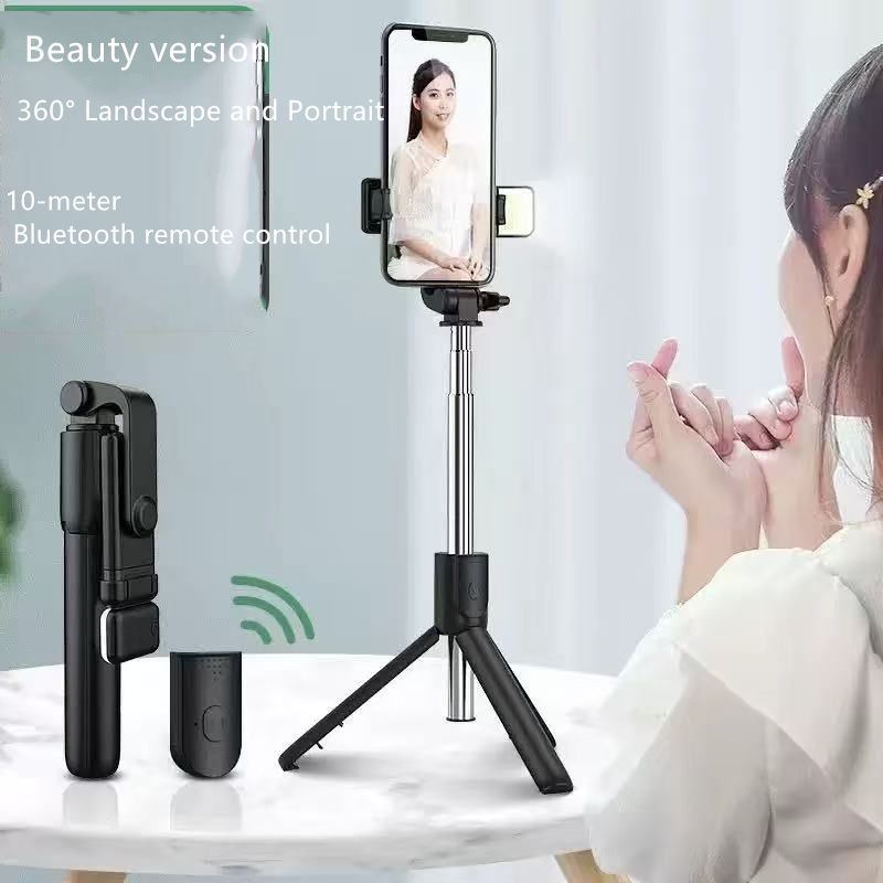 R1/R1S/ R1S-L  Phone desktop stand  Bluetooth selfie stick 3in1 phones tripod stand fill light telescopic selfie stick wireless remote control tripod Bluetooth live streaming mobile   phone holder