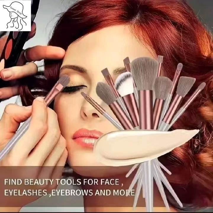 13-piece makeup brushes  set  Foundation compact powder  eyebrow pencil  eyeshadow  blending blush brush  basic makeup powder and blush brush makeup tools with storage bag  mixed makeup brush set
