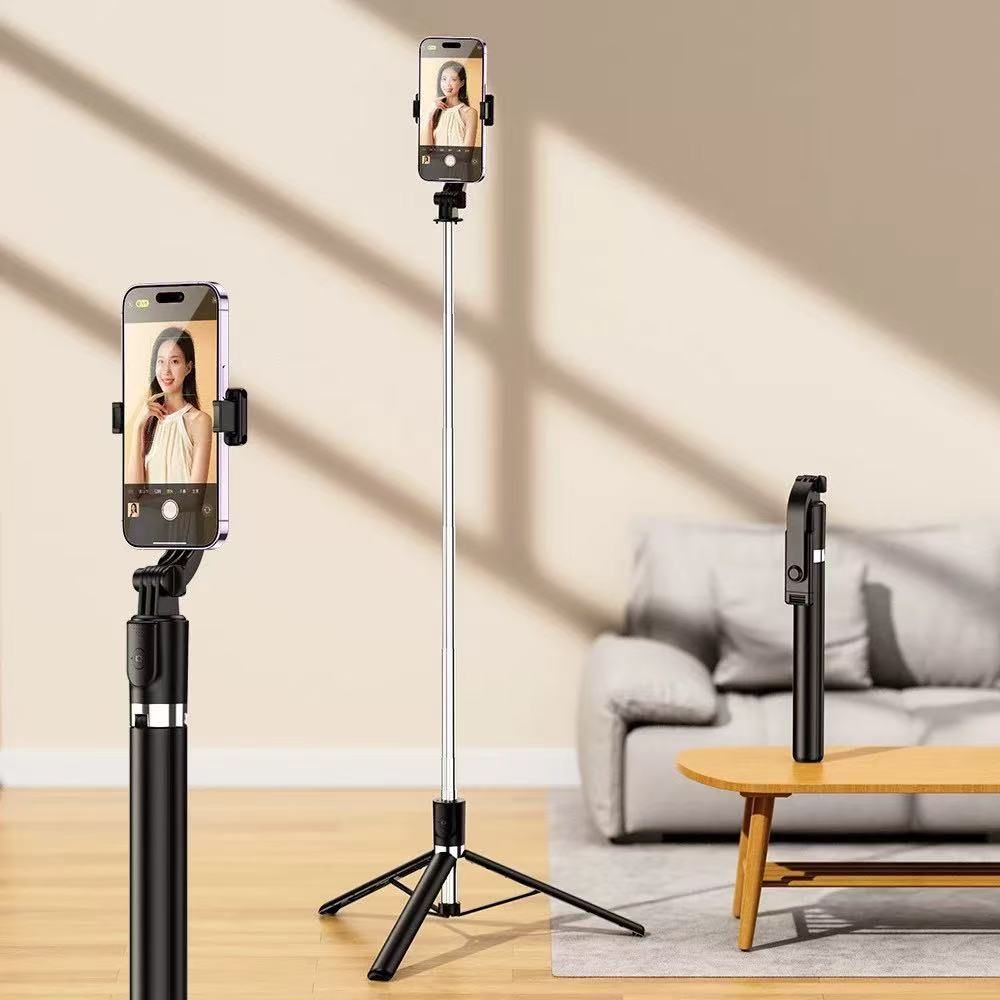 R1/R1S/ R1S-L  Phone desktop stand  Bluetooth selfie stick 3in1 phones tripod stand fill light telescopic selfie stick wireless remote control tripod Bluetooth live streaming mobile   phone holder