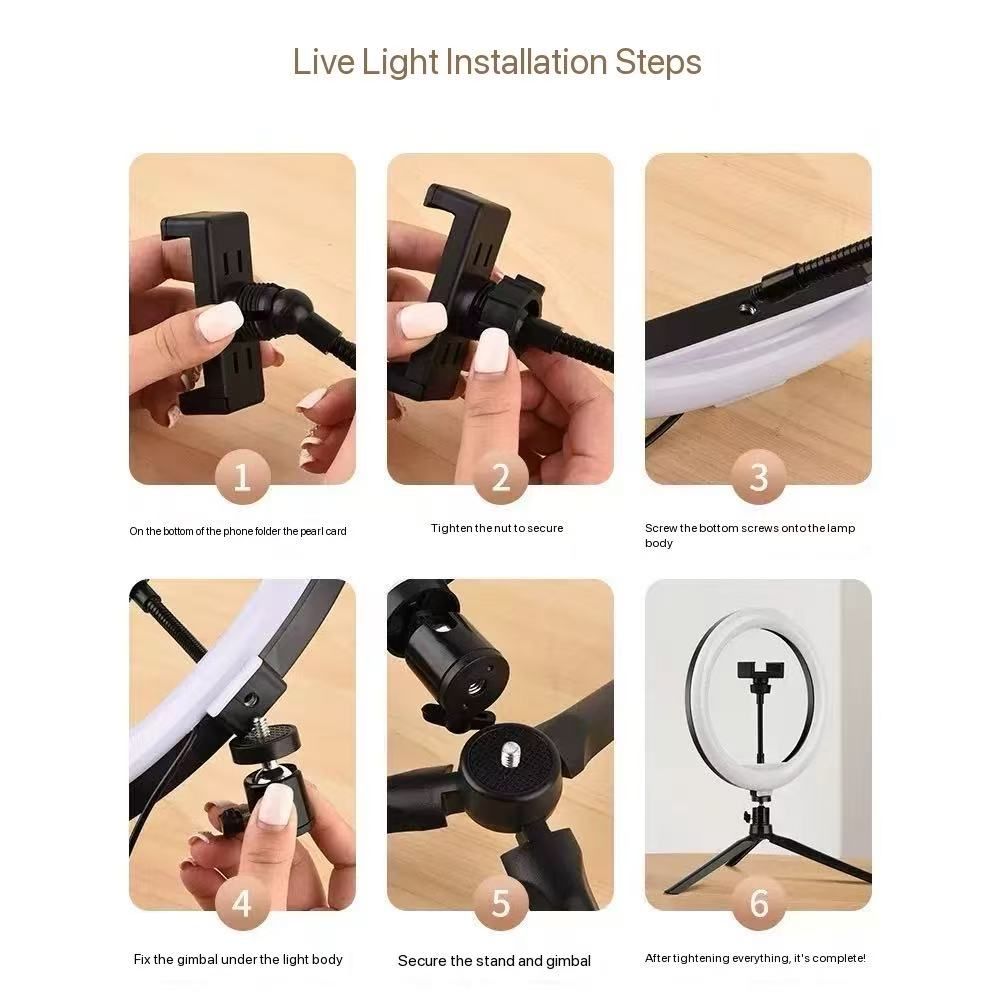 10 Inch Ring Light with 2.1M Tripod Stand Professional Studio Setup with Phone Holder for Live Streaming, Phone desktop stand Makeup Selfie Video Recording Phone holder