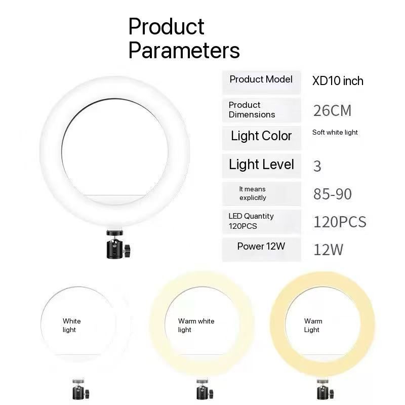 10 Inch Ring Light with 2.1M Tripod Stand Professional Studio Setup with Phone Holder for Live Streaming, Phone desktop stand Makeup Selfie Video Recording Phone holder