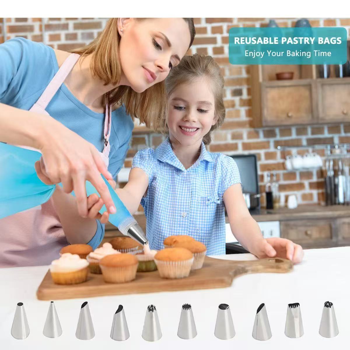 36 pieces/set  DIY cake decorating tool set  cupcake, cake decoration  baking tools  stainless steel nozzles  lace piping tips  piping nozzles  pastry nozzles  piping bags  cream decorating tips