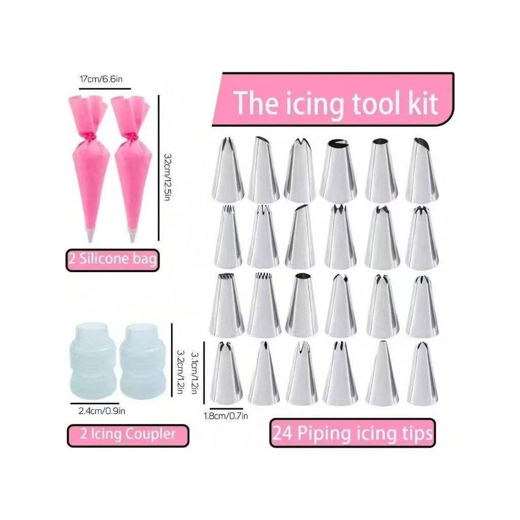 36 pieces/set  DIY cake decorating tool set  cupcake, cake decoration  baking tools  stainless steel nozzles  lace piping tips  piping nozzles  pastry nozzles  piping bags  cream decorating tips