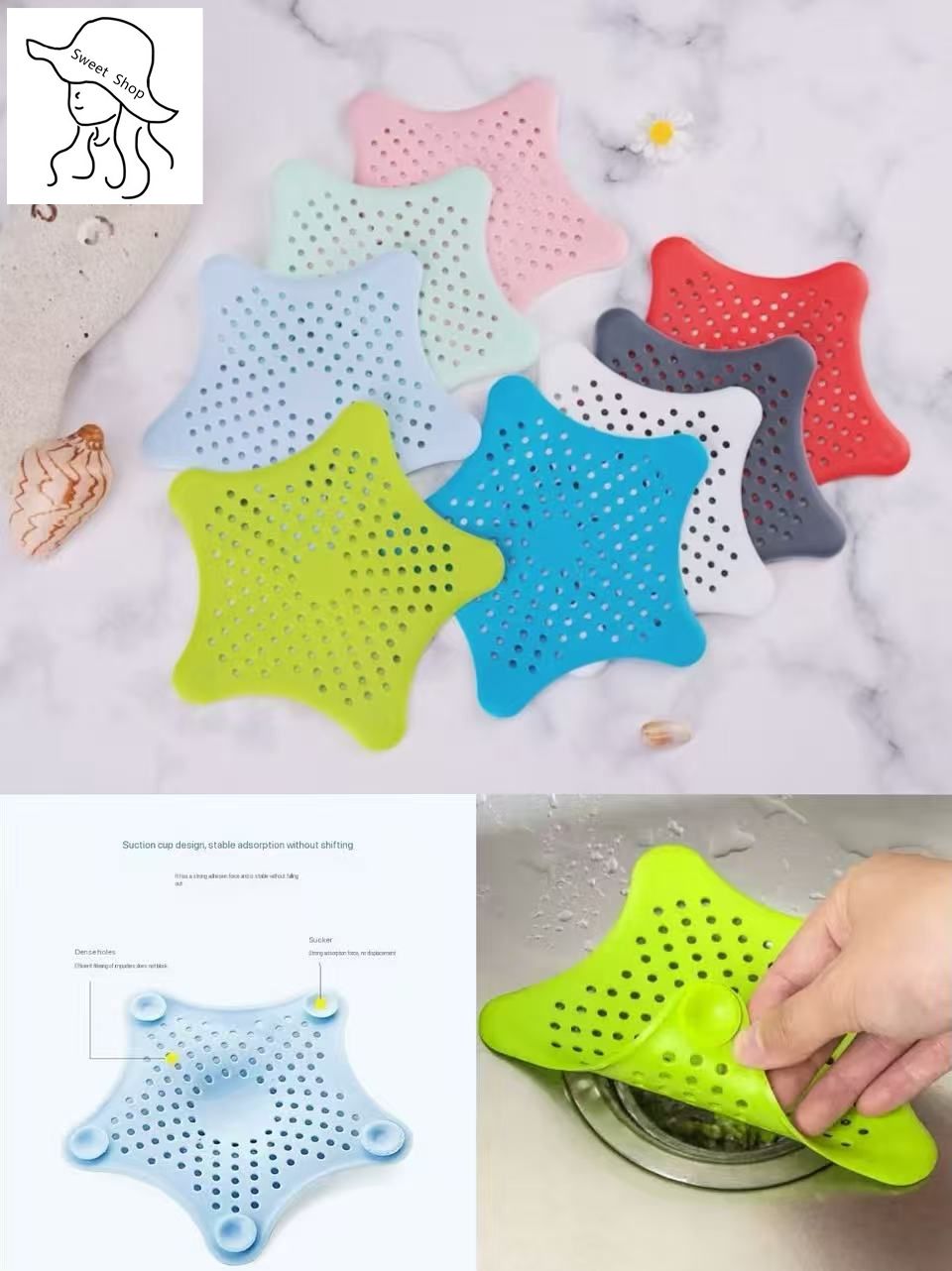 2 pcs Kitchen sink strainer   silicone filter mesh  floor drain sticker for sewer  hair filter to prevent clogging  drain filter mesh  kitchenware  colander  bathroom sink plug