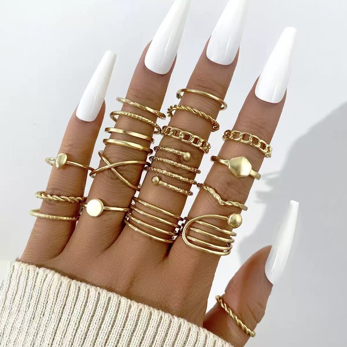 22 23 18 24  PCS /women rings   Butterfly Rings Opening Multioint Rings Set Love Rings Female High Quality Accessories Women's Jewelry Set Used For Shooting Props Or Daily Wear