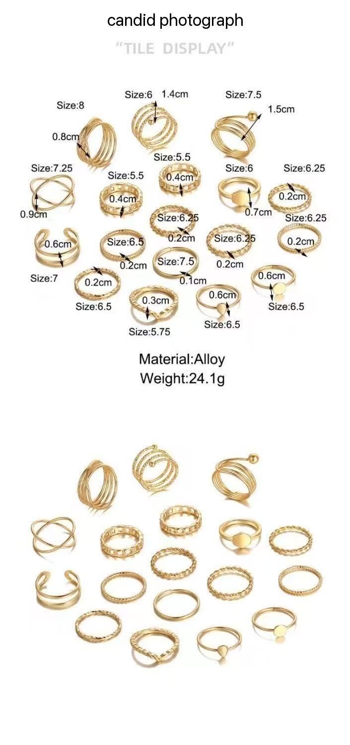 22 23 18 24  PCS /women rings   Butterfly Rings Opening Multioint Rings Set Love Rings Female High Quality Accessories Women's Jewelry Set Used For Shooting Props Or Daily Wear