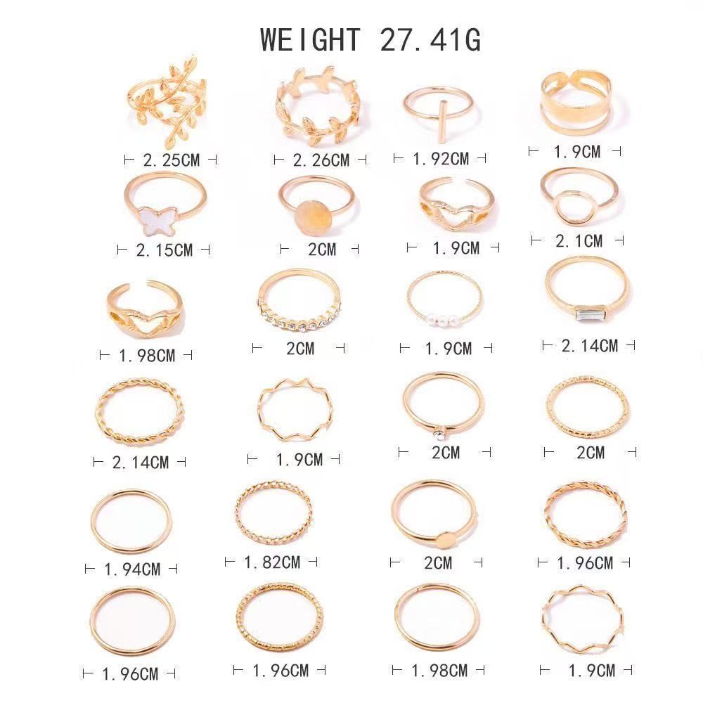 22 23 18 24  PCS /women rings   Butterfly Rings Opening Multioint Rings Set Love Rings Female High Quality Accessories Women's Jewelry Set Used For Shooting Props Or Daily Wear
