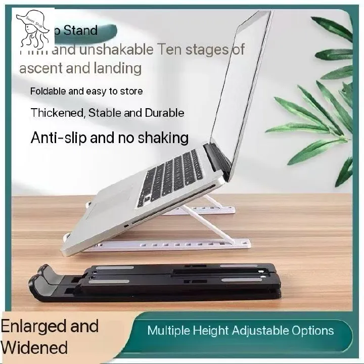 New foldable laptop stand  computer stand  portable laptop stand  10-level adjustable  foldable ABS plastic  flat base  heat-dissipating stand  suitable for 10 to 17 inch MacBook computer accessories
