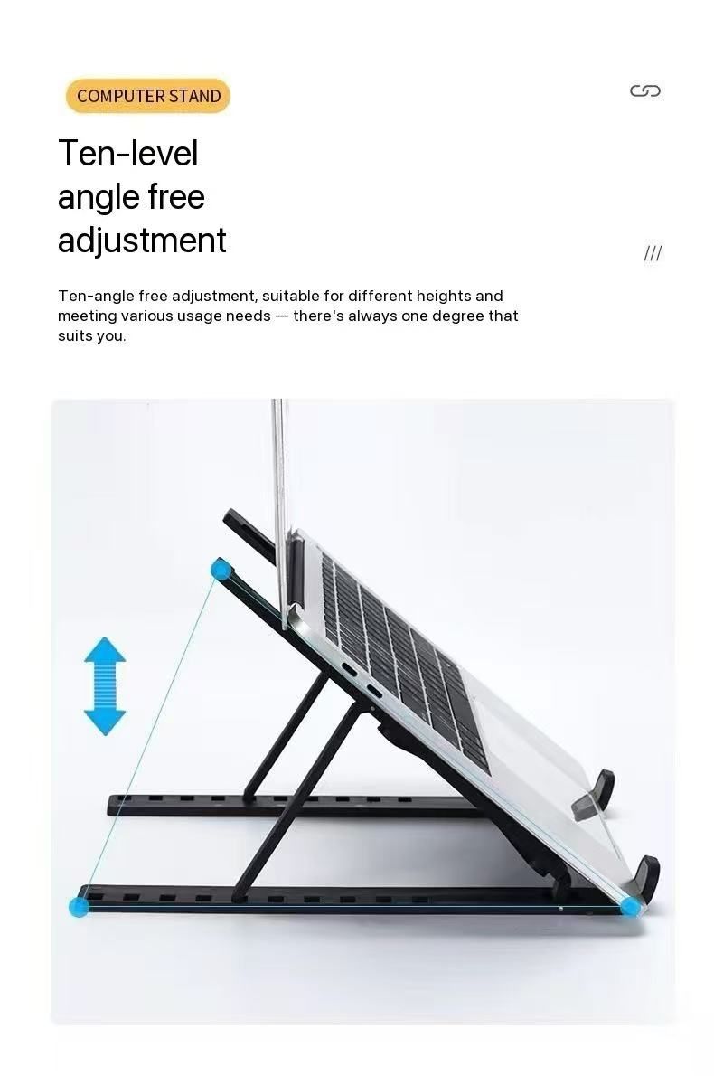 New foldable laptop stand  computer stand  portable laptop stand  10-level adjustable  foldable ABS plastic  flat base  heat-dissipating stand  suitable for 10 to 17 inch MacBook computer accessories
