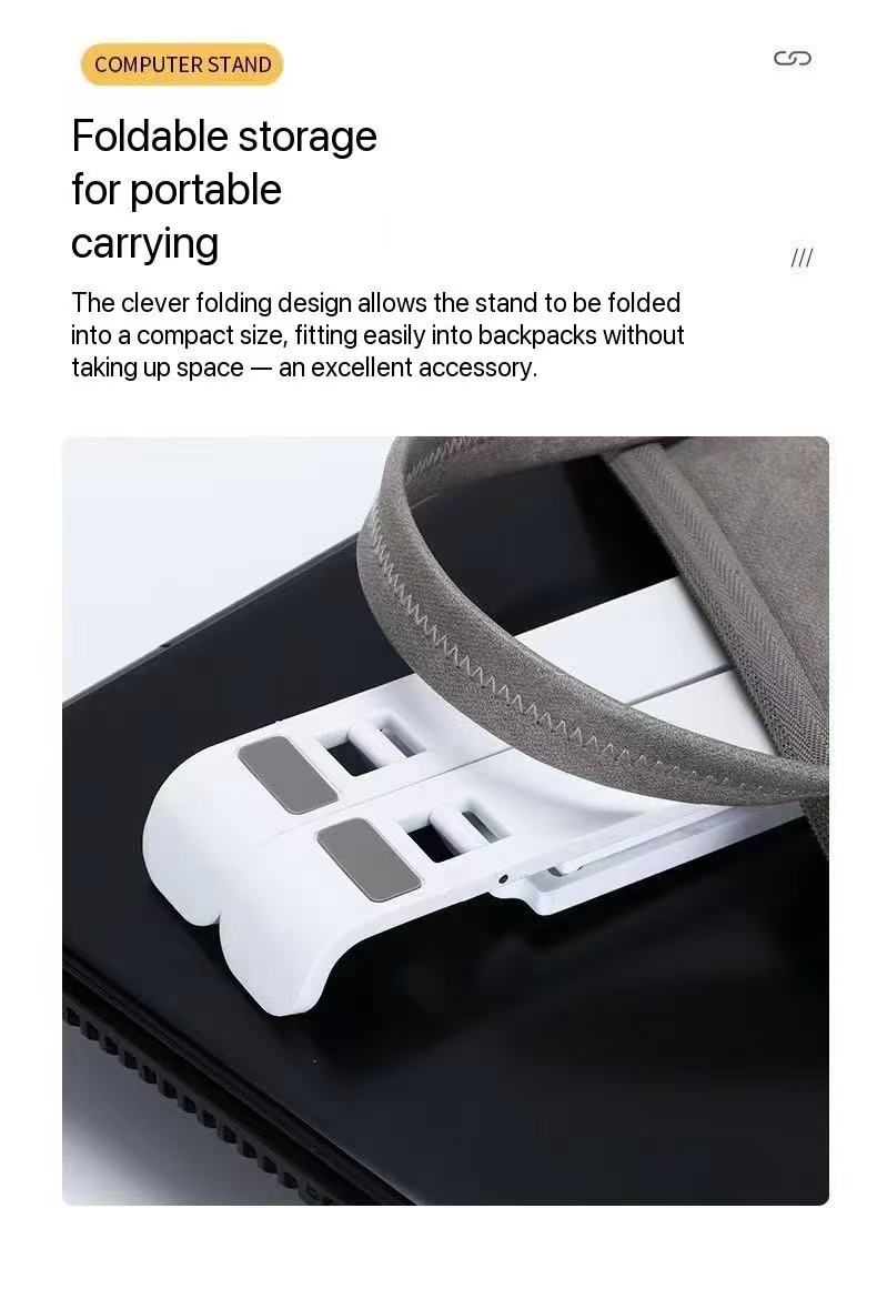 New foldable laptop stand  computer stand  portable laptop stand  10-level adjustable  foldable ABS plastic  flat base  heat-dissipating stand  suitable for 10 to 17 inch MacBook computer accessories