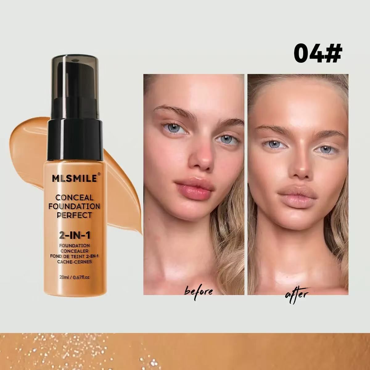 20ml liquid foundation   Brighten skin tone  naturally long-lasting  and oil-controlling  waterproof and sweat-proof  makeup concealer  moisturizing cream  easy to apply  makeup foundation