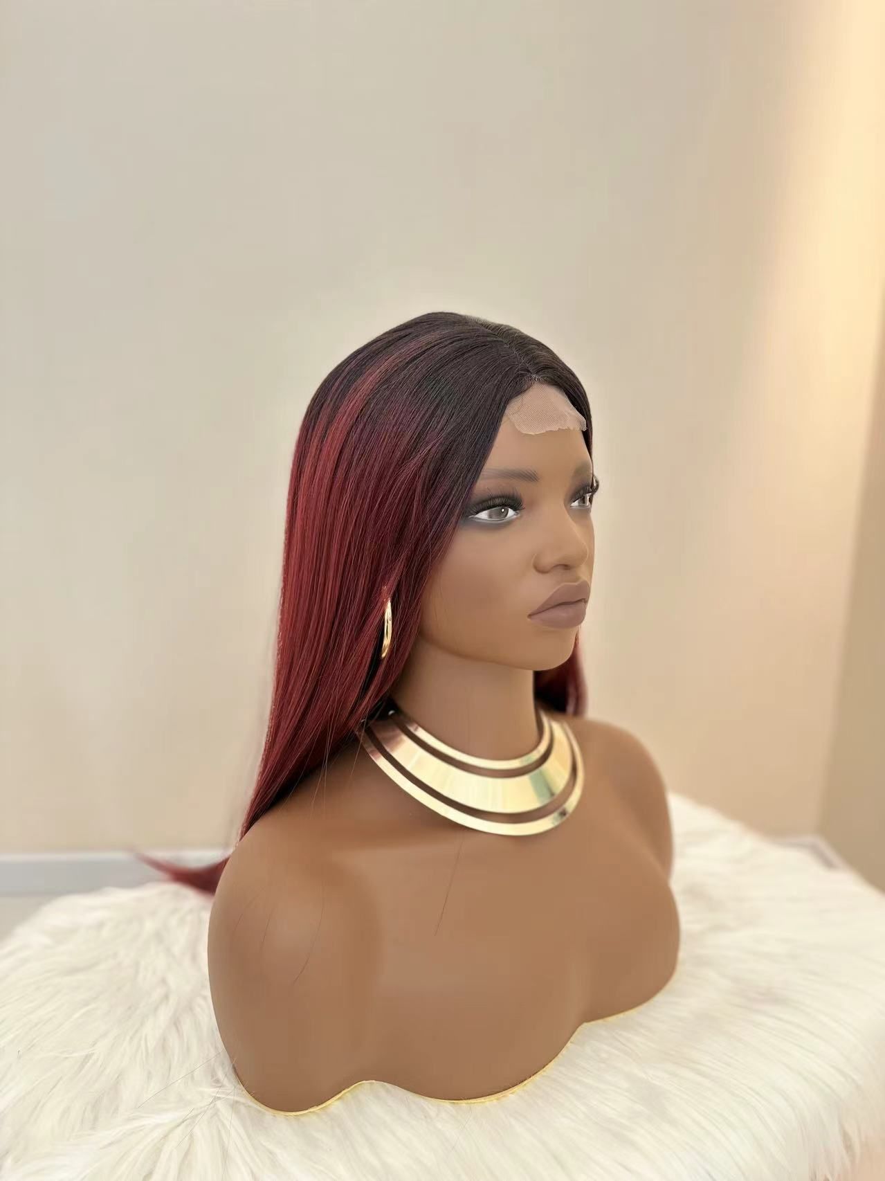 Synthetic Long Straight Wigs with Frontal Lace - 28 inch Vibrant Red | Natural Look(African Women, Quick Install, Birthday Gift,Affordable party wigs)