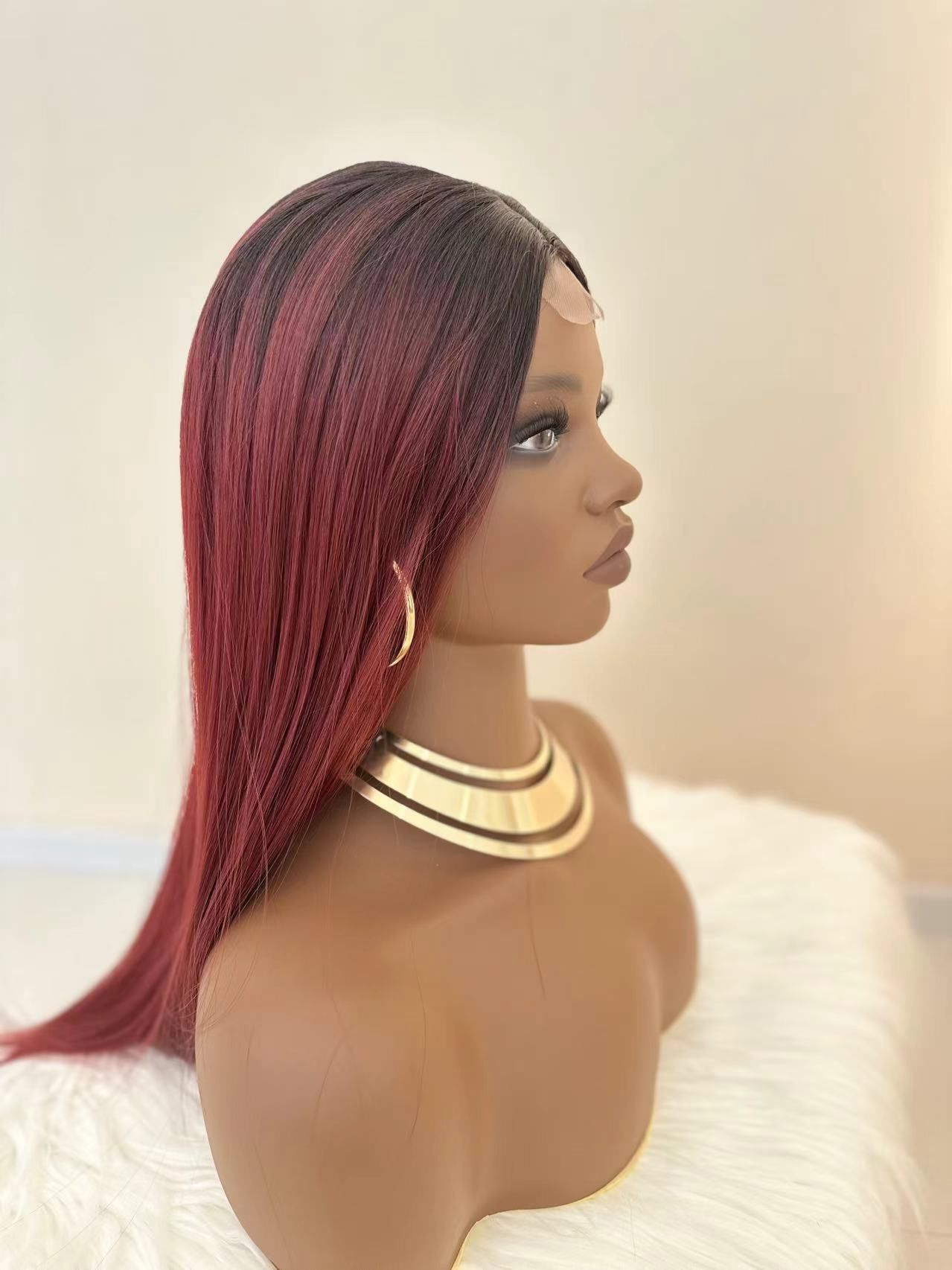 Synthetic Long Straight Wigs with Frontal Lace - 28 inch Vibrant Red | Natural Look(African Women, Quick Install, Birthday Gift,Affordable party wigs)