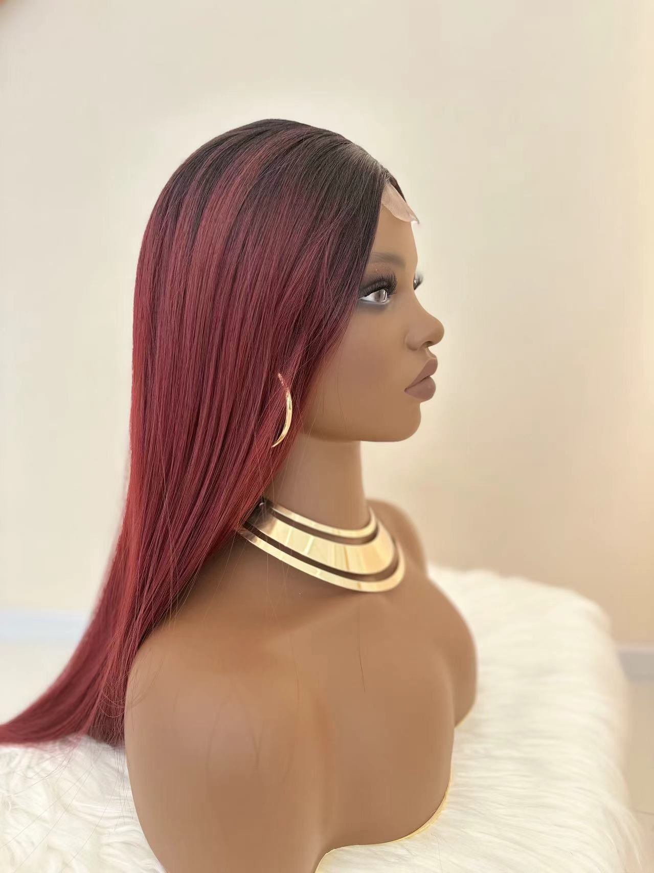 Synthetic Long Straight Wigs with Frontal Lace - 28 inch Vibrant Red | Natural Look(African Women, Quick Install, Birthday Gift,Affordable party wigs)