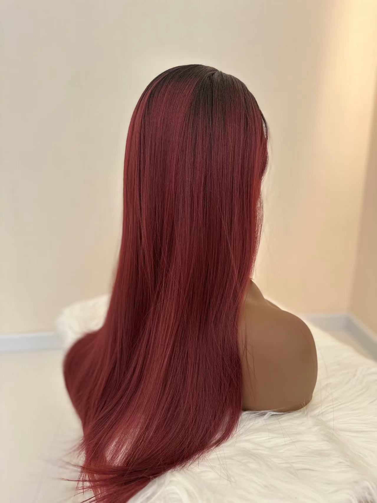 Synthetic Long Straight Wigs with Frontal Lace - 28 inch Vibrant Red | Natural Look(African Women, Quick Install, Birthday Gift,Affordable party wigs)