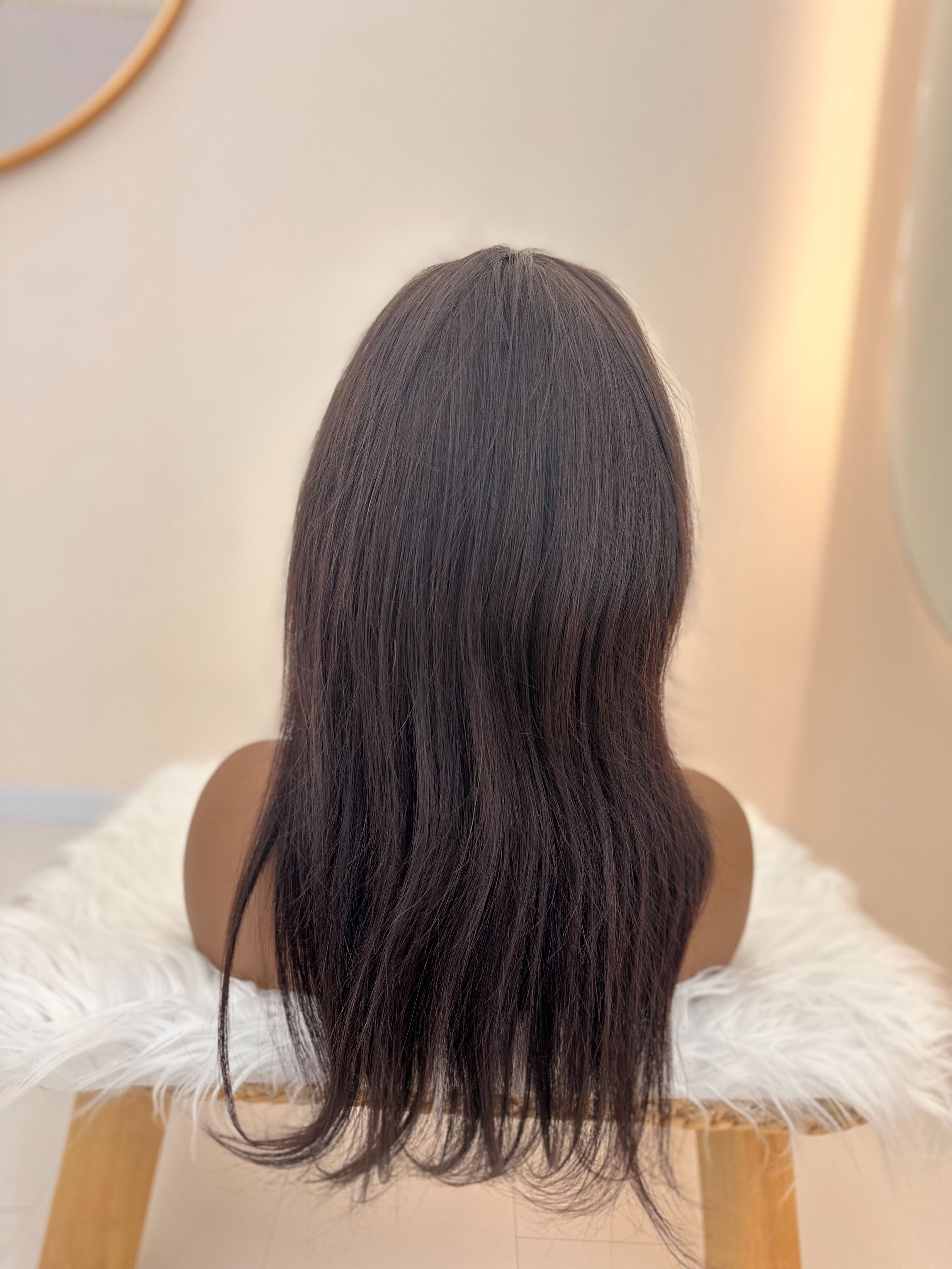 Human Hair Long Straight Wigs - 20 Inch Lace Frontal | 180% Density Natural Look(1B Black, Pre-Plucked, African Women, Easy Install, breathable lace, Gift wigs)