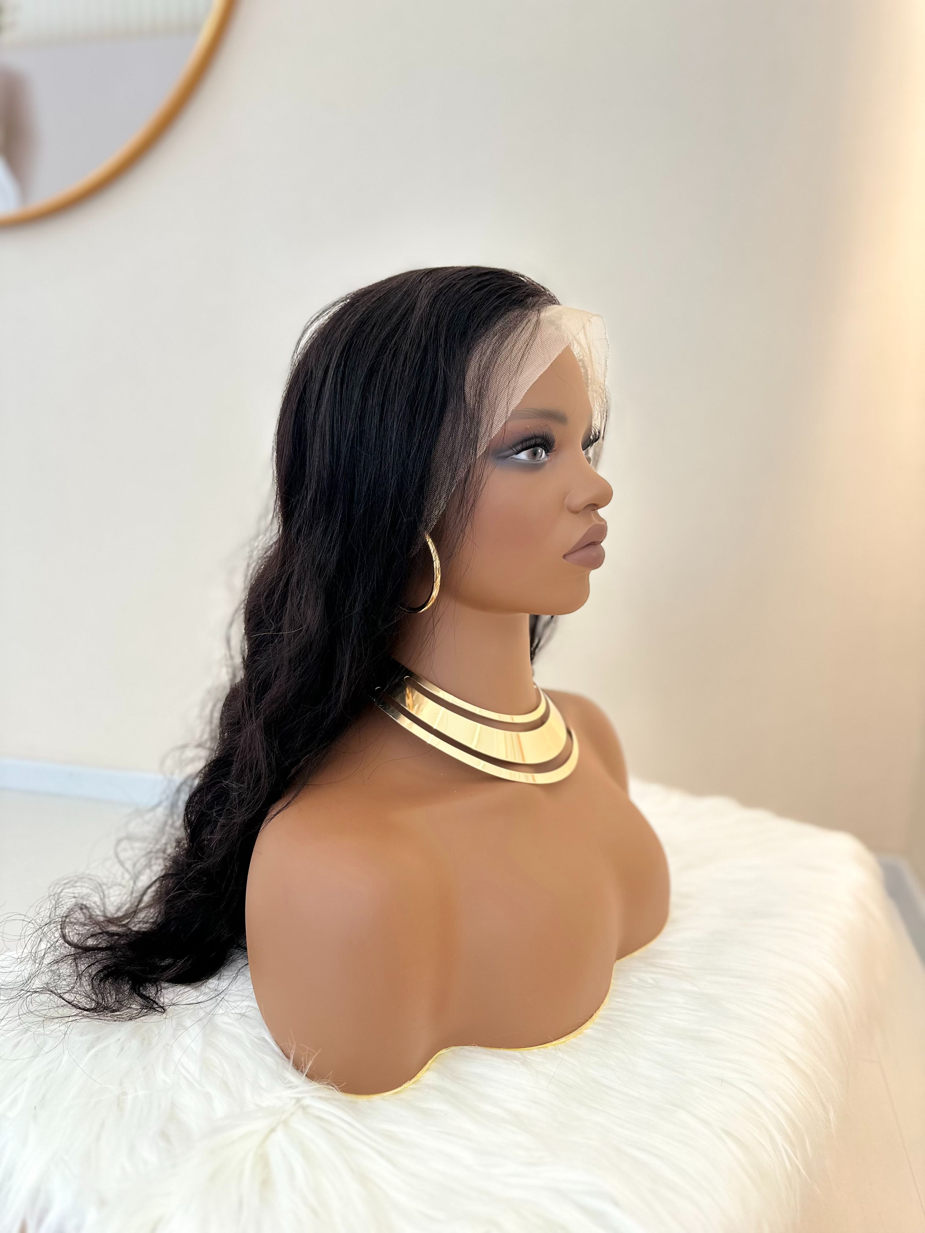 Human Hair Body Wave Wigs - 20 Inch 13x4 Lace Frontal | Most Natural 180 Density Wig(1B Black, Pre-Plucked, African American, Gift, Wedding Body Wave Wigs)
