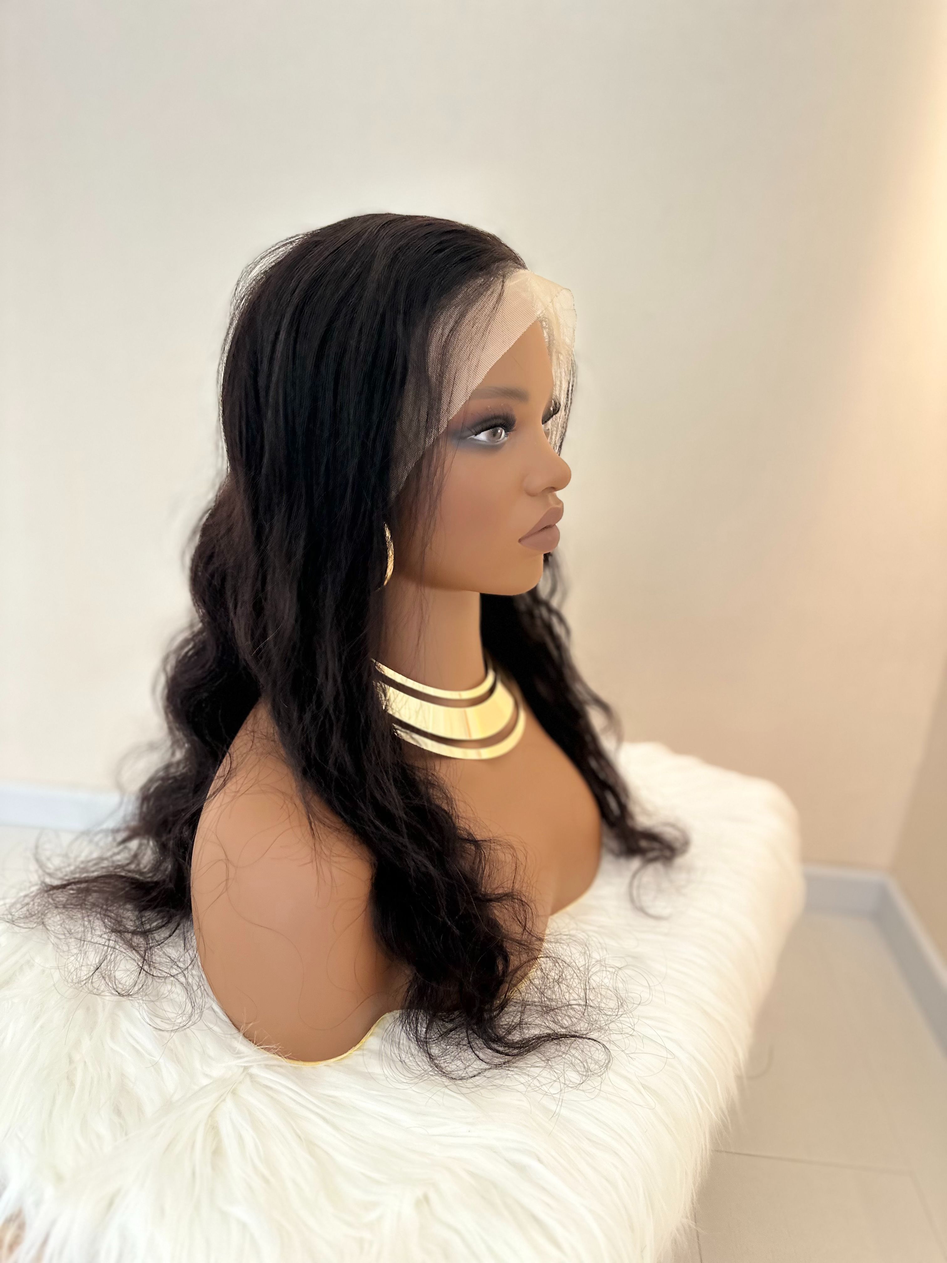 Human Hair Body Wave Wigs - 20 Inch 13x4 Lace Frontal | Most Natural 180 Density Wig(1B Black, Pre-Plucked, African American, Gift, Wedding Body Wave Wigs)