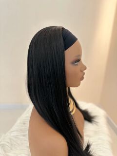 Synthetic Long Straight Synthetic Wigs with headband - 24 inch Black & Natural Look Soft and shiny (African Women, wigs for ladies,Quick Install, Birthday Gift,Lightweight)