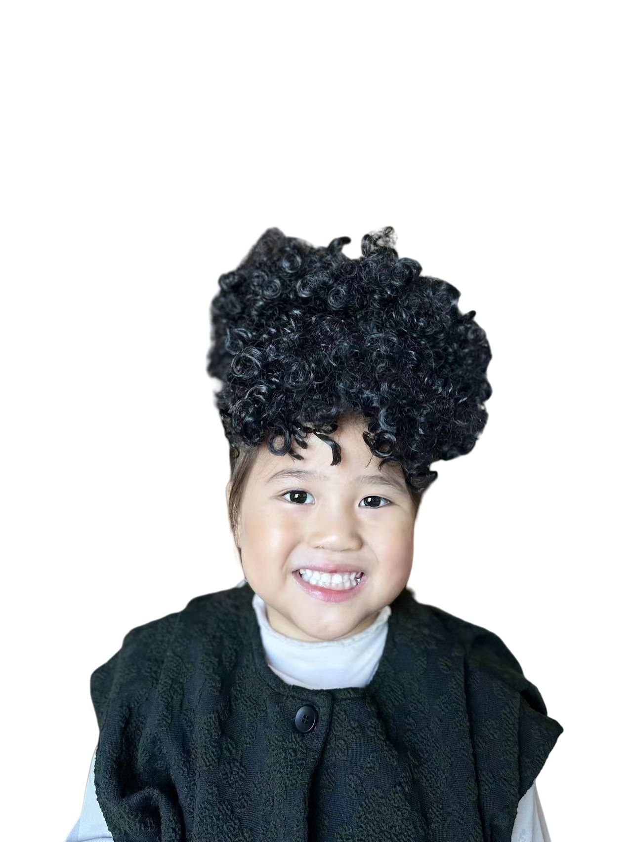 Synthetic Kinky Curly Hair Extensions - 6 Inch High Puff Ponytail with Bangs | Adjustable Drawstring for African Women(Christmas Gift, Color:1B,1B/30,1B/BUG)