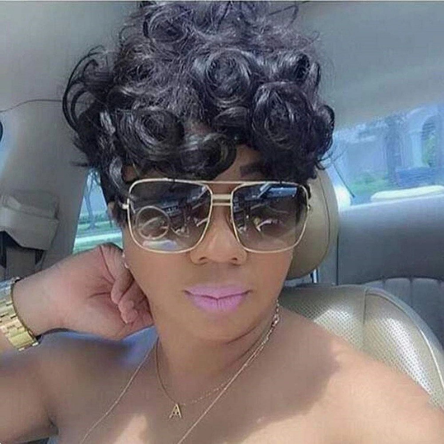 Synthetic Short Curly Wigs - 6 Inch 1B Black | Natural Look(African Women, Quick Install, Birthday Gift)