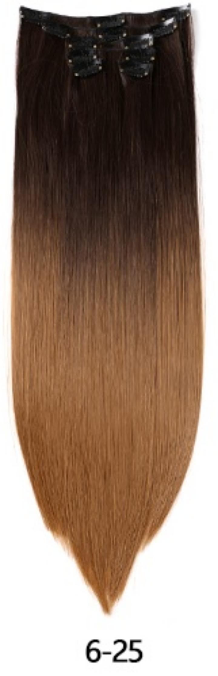 6 pcs/set Straight Clip-in Synthetic Hair Extensions for African Women - 22 Inch | Easy to Blend, Everyday Volume Boost(1B/1B-8/6-25/6-27/8-27/12-25)