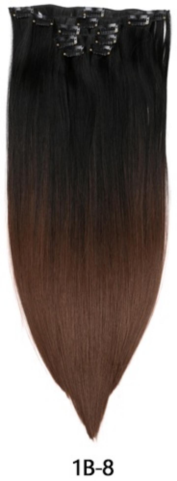 6 pcs/set Straight Clip-in Synthetic Hair Extensions for African Women - 22 Inch | Easy to Blend, Everyday Volume Boost(1B/1B-8/6-25/6-27/8-27/12-25)