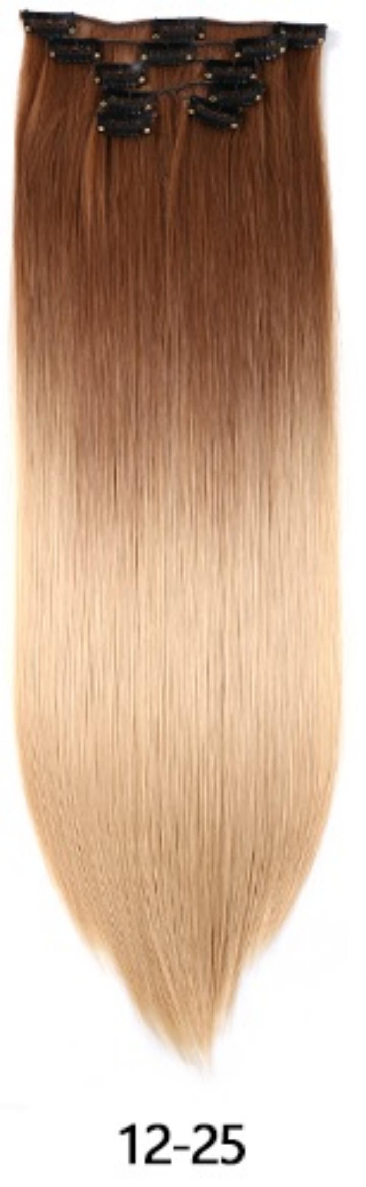 6 pcs/set Straight Clip-in Synthetic Hair Extensions for African Women - 22 Inch | Easy to Blend, Everyday Volume Boost(1B/1B-8/6-25/6-27/8-27/12-25)