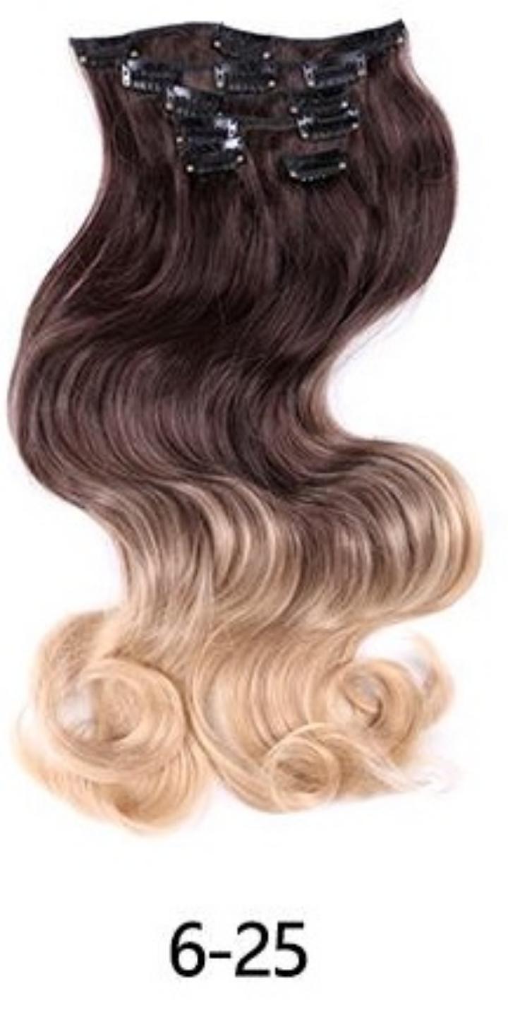 6 pcs/set clip in hair extensions fiber hair 17" body wave Synthetic for women gift 6-25,17 inch