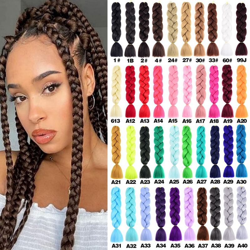 Synthetic Braid Hair Extensions - 24 Inch Jumbo Box Braids | Six-Toned Pre-Stretched (African Hair, Protective Style, Quick Weave, Color: 1B/30#/33#/A12/A18/A29