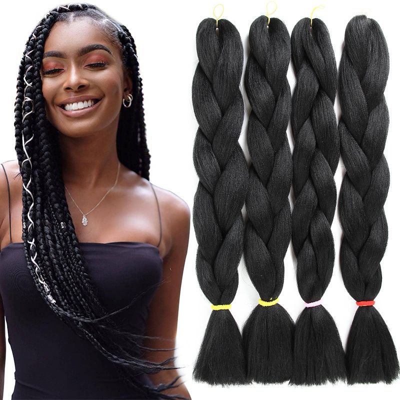 Synthetic Braid Hair Extensions - 24 Inch Jumbo Box Braids | Six-Toned Pre-Stretched (African Hair, Protective Style, Quick Weave, Color: 1B/30#/33#/A12/A18/A29