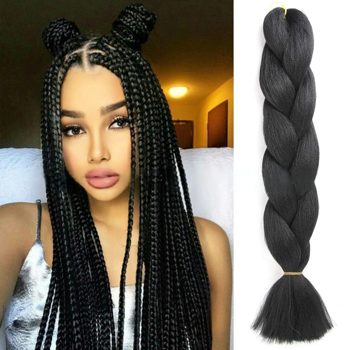 Synthetic Braid Hair Extensions - 24 Inch Jumbo Box Braids | Six-Toned Pre-Stretched (African Hair, Protective Style, Quick Weave, Color: 1B/30#/33#/A12/A18/A29