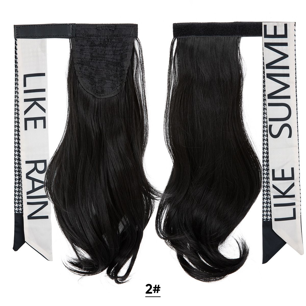 Velcro Ponytail Extension for Instant Volume | Long Curly Hair with Big Waves & Invisible Attachment (Black, 18 Inch, Secure Fit, Daily/Special Occasion Use)