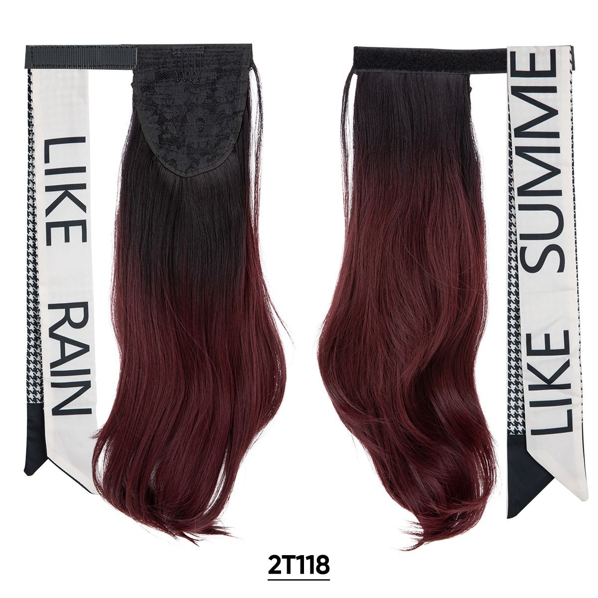 Velcro Ponytail Extension for Instant Volume | Long Curly Hair with Big Waves & Invisible Attachment (Black, 18 Inch, Secure Fit, Daily/Special Occasion Use)