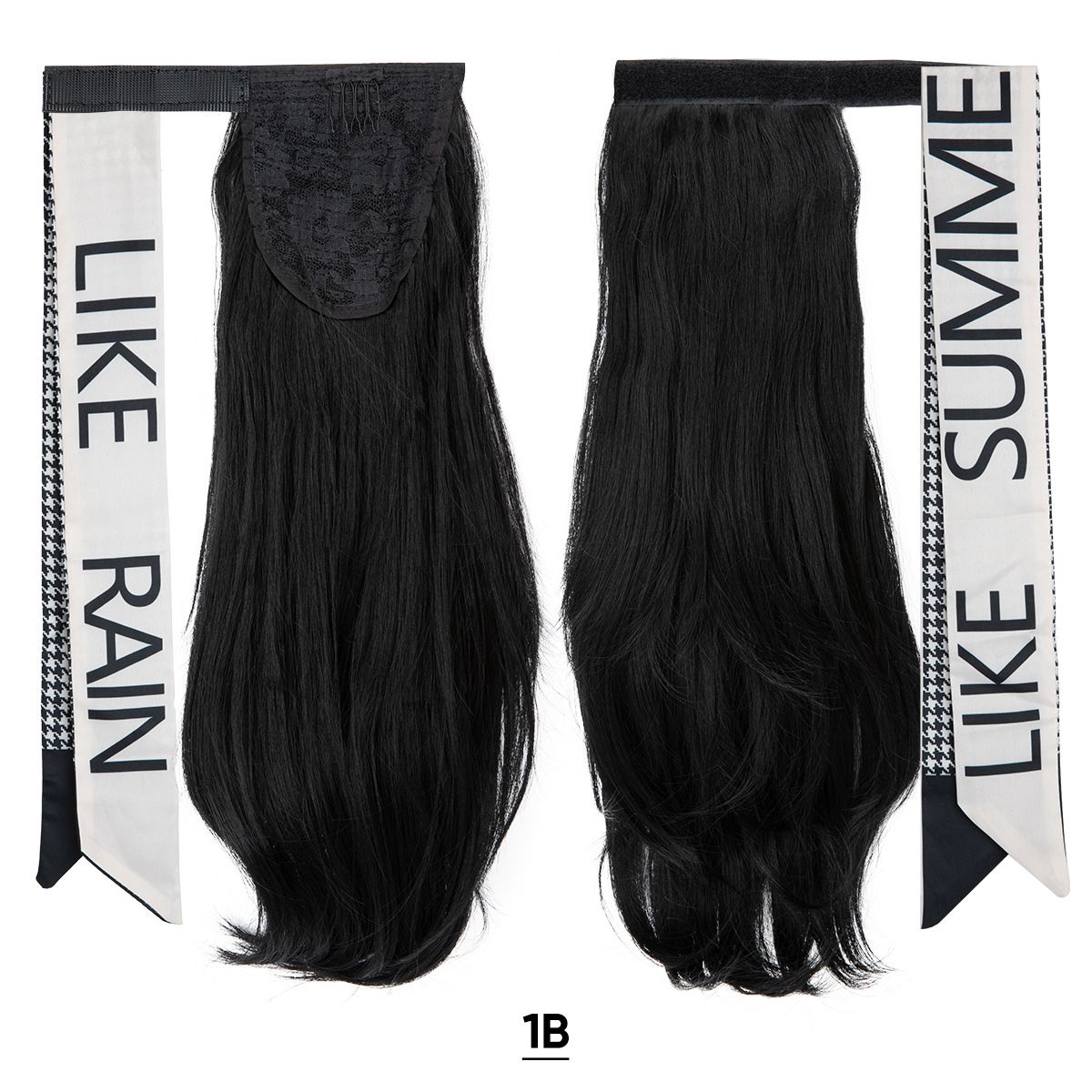 Velcro Ponytail Extension for Instant Volume | Long Curly Hair with Big Waves & Invisible Attachment (Black, 18 Inch, Secure Fit, Daily/Special Occasion Use)
