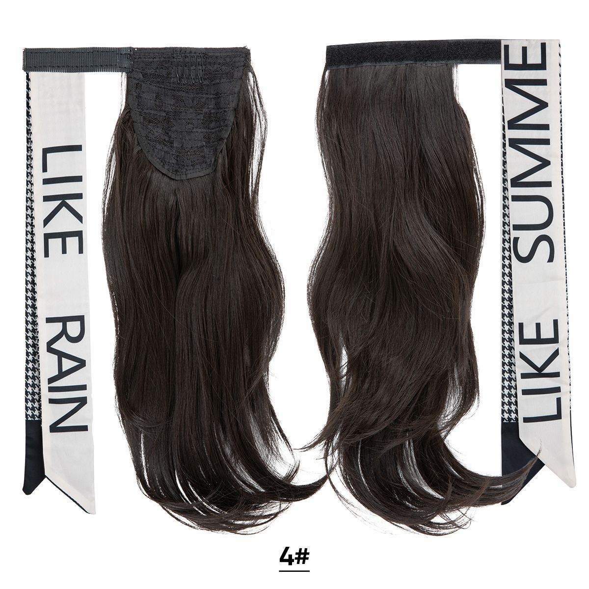 Velcro Ponytail Extension for Instant Volume | Long Curly Hair with Big Waves & Invisible Attachment (Black, 18 Inch, Secure Fit, Daily/Special Occasion Use)