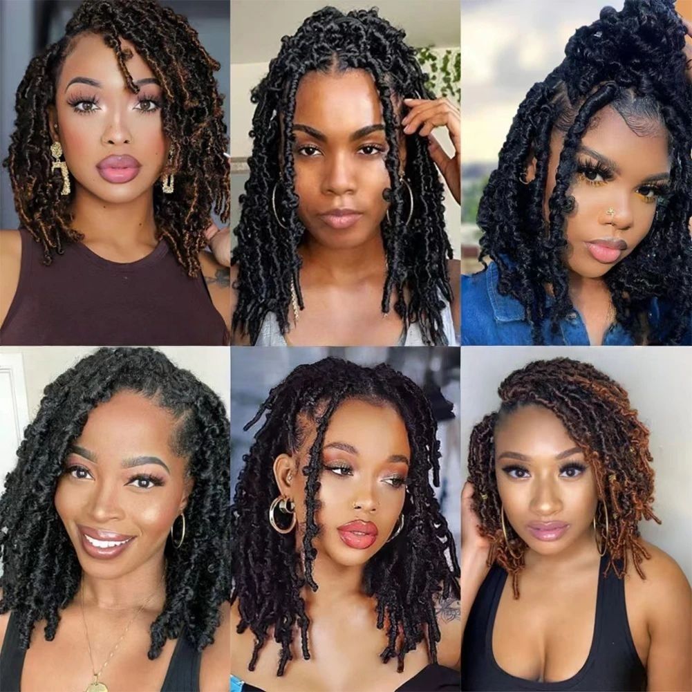 Synthetic Fiber 100% Handmade Pre-Looped Crochet Braids | Tangle-Free & Quick-Install Butterfly Curl Dreadlocks (1B, 8 Inch, 12 strands, Skin-Friendly, Daily/Stage Use)
