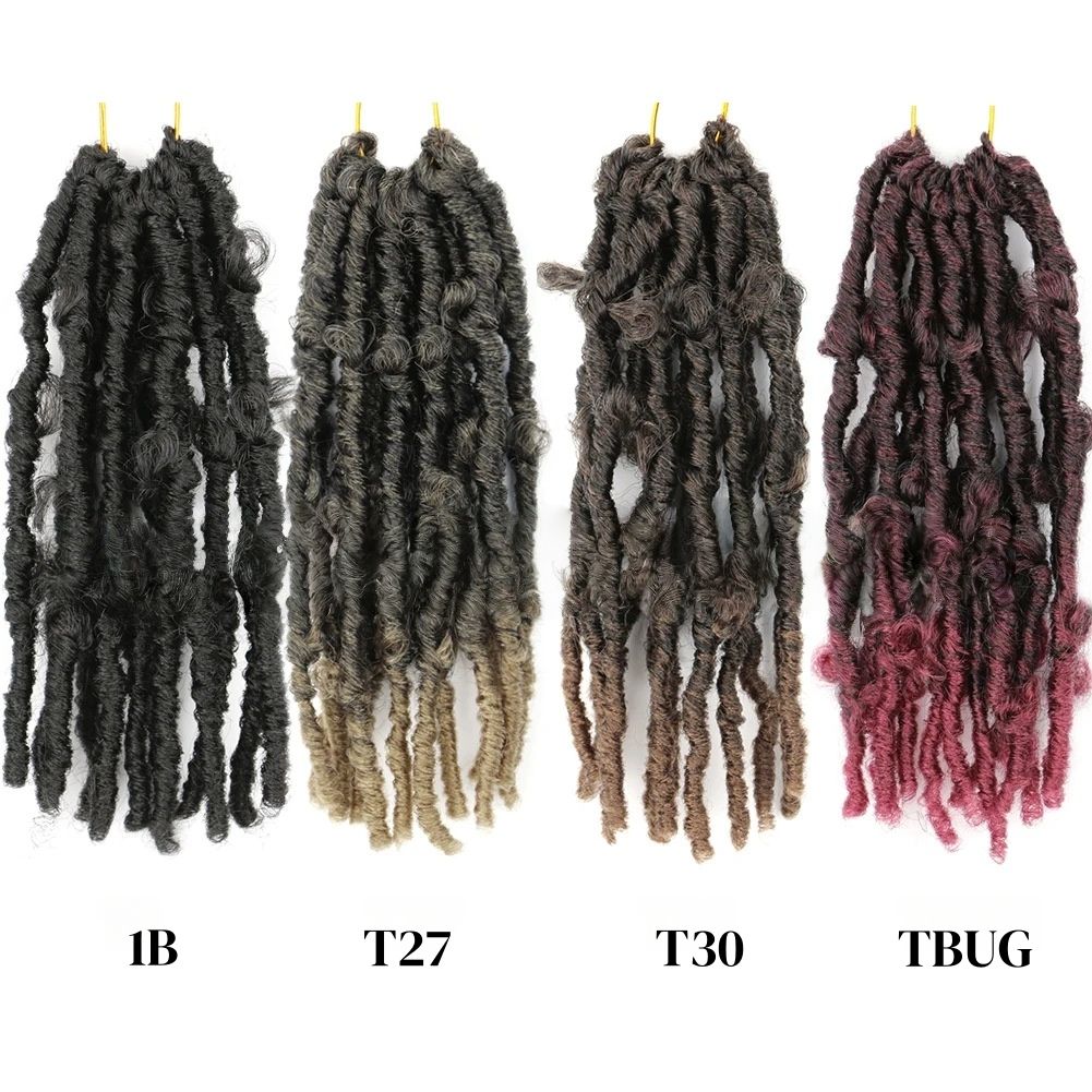 Synthetic Fiber 100% Handmade Pre-Looped Crochet Braids | Tangle-Free & Quick-Install Butterfly Curl Dreadlocks (1B, 8 Inch, 12 strands, Skin-Friendly, Daily/Stage Use)