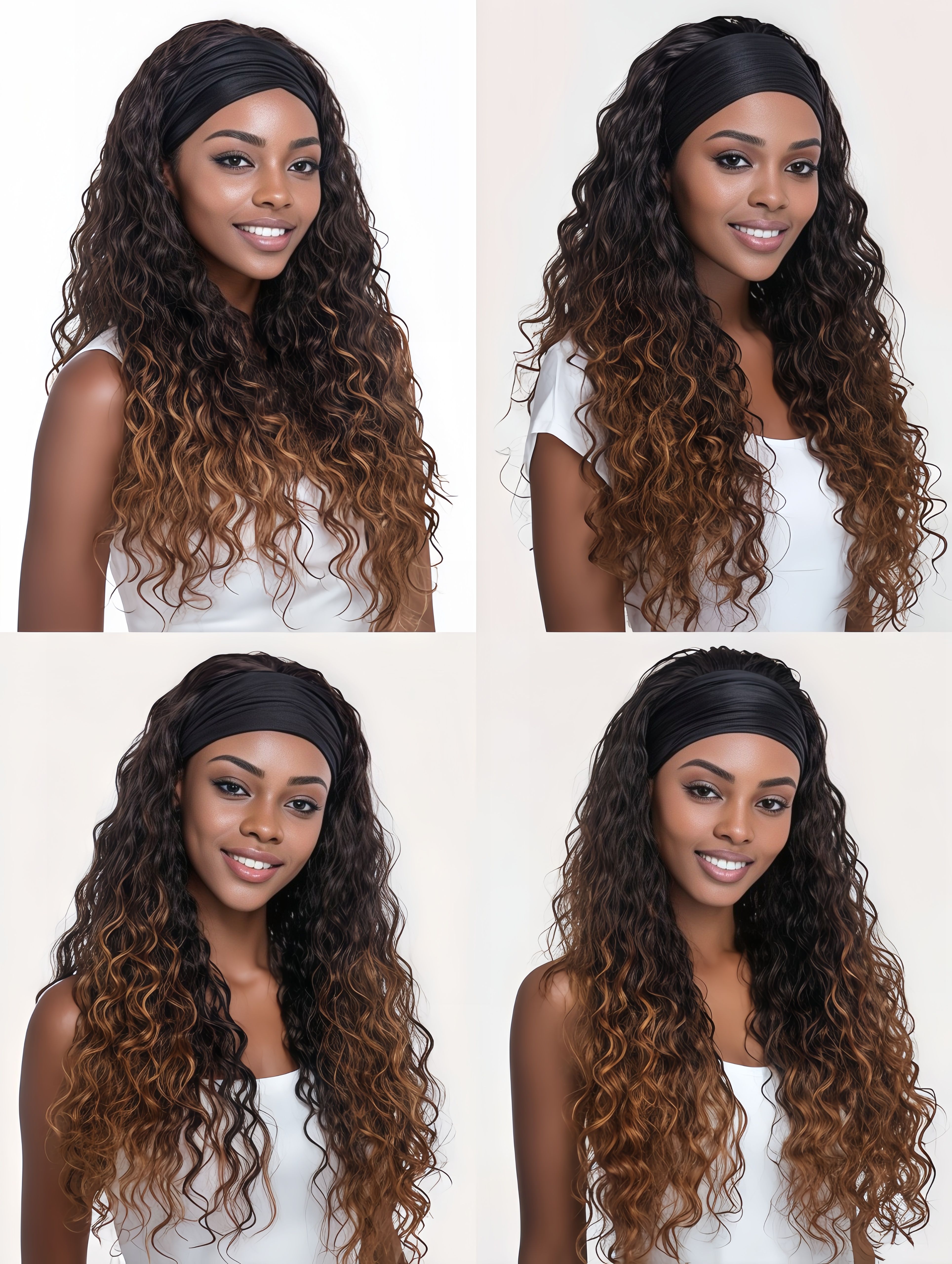 Synthetic Fiber African Fashion Ice Ribbon Wig | Deep Roll Gradient Curls & Bold Style (Gradient Brown, 20 Inch, Heat Resistant, Party/Event Ready)