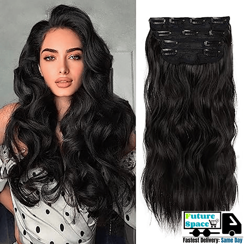7 pcs/set Body Wave Clip-in Synthetic  Hair Extensions for Afican Women-17 Inch | Easy to Blend, Everyday Volume Boost (6-25/4A-22/4A-25/6-25/6-27/12-25/1B)