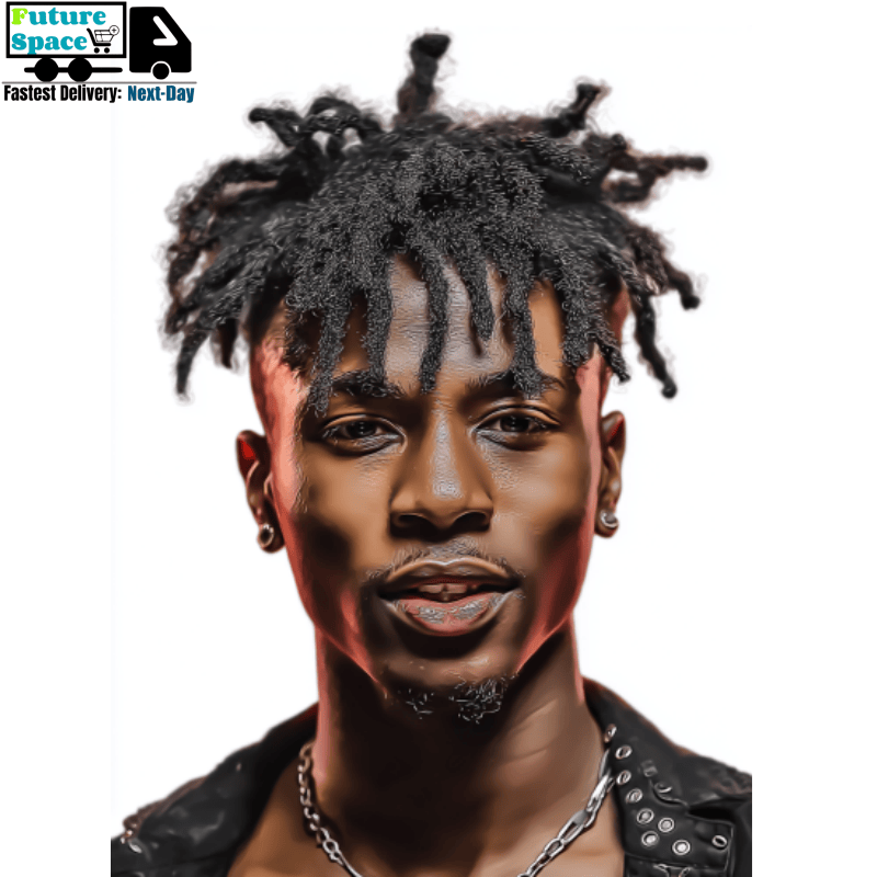Synthetic Fiber Short Dreadlocks Toupee for Low-Maintenance Styles | Reggae Braid Top & Natural Edge Design (Black, 3-Inch, Quick Install, Lightweight, Secure Fit)