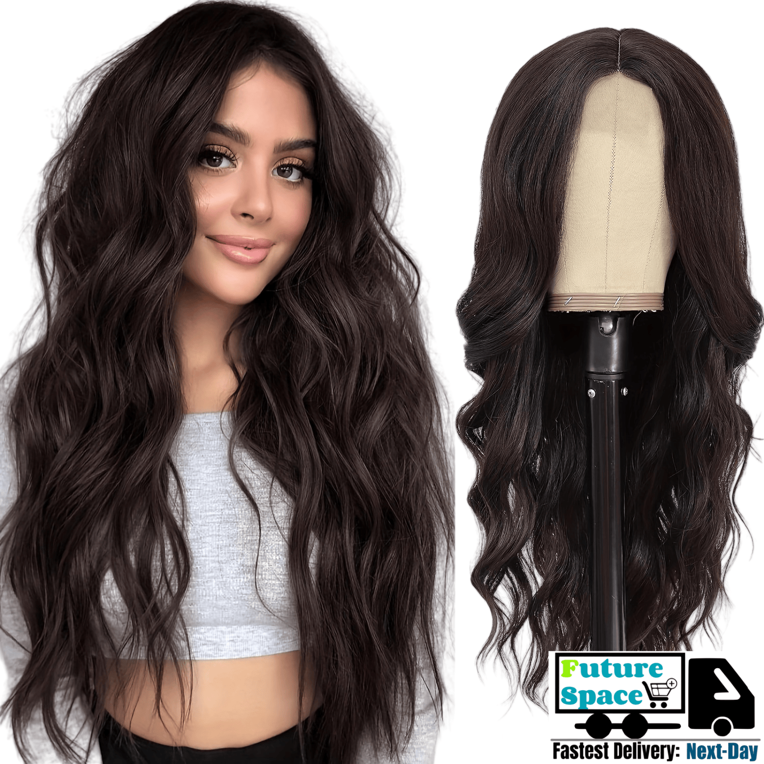 Synthetic Long Curly Wigs - 26 Inch Black | Natural Look (African Women, Quick Install, Budget-Friendly, Birthday Gift)