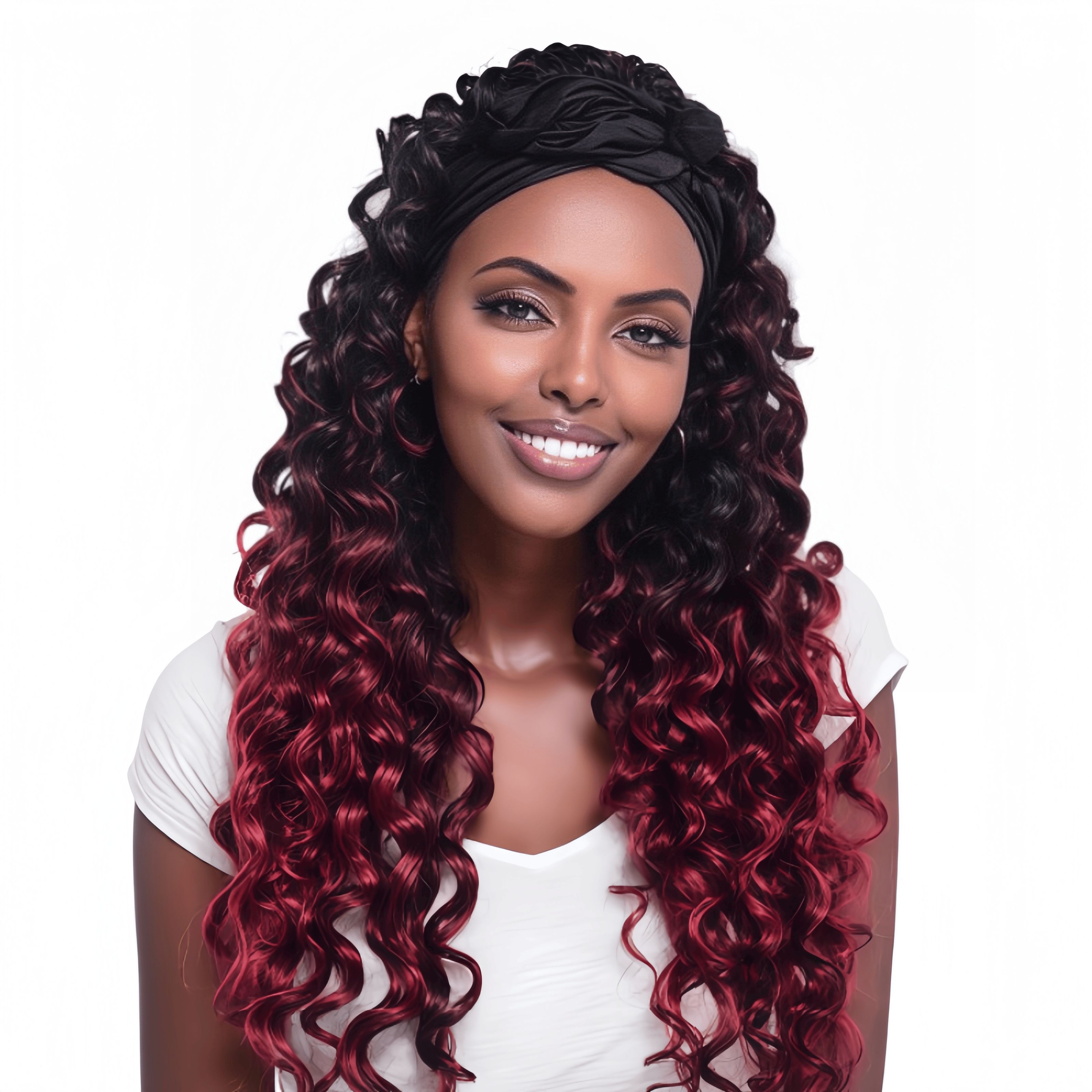 Synthetic Fiber African Fashion Ice Ribbon Wig | Deep Roll Gradient Curls & Bold Style (Gradient Brown/TBug, 20 Inch, Heat Resistant, Party/Event Ready)